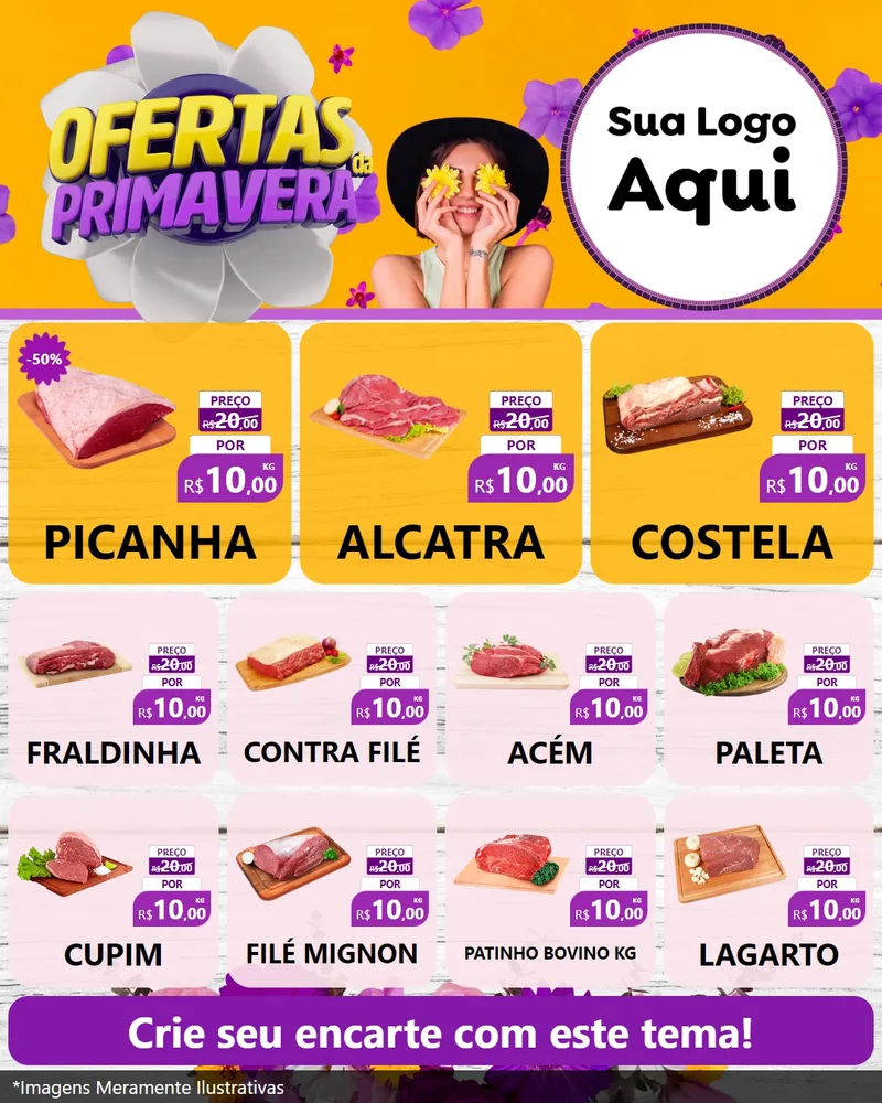 Modelo de Rede Social para Feed Instagram com o tema Ofertas Da Primavera para Açougue