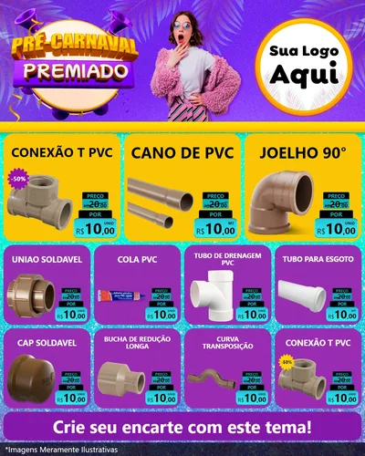 Modelo de Rede Social para Feed Instagram com o tema Pré-Carnaval Premiado para Tubos e conexões