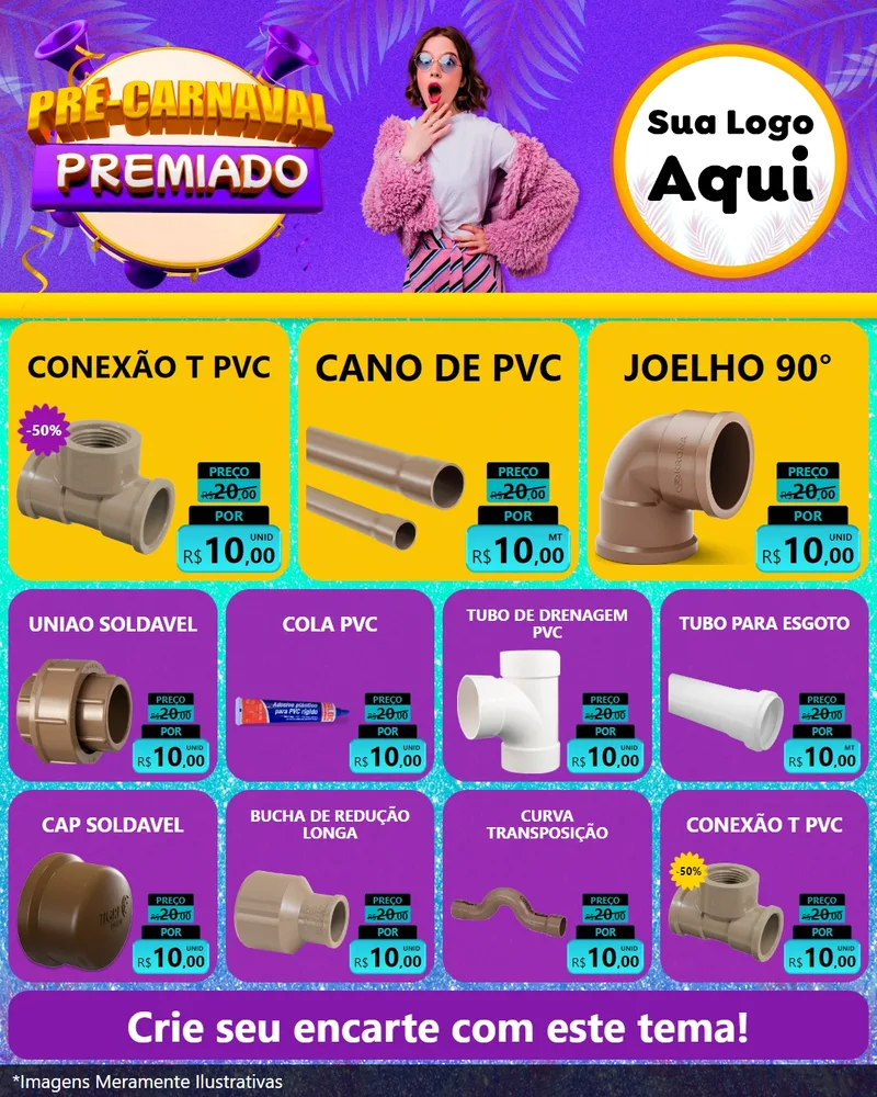 Modelo de Rede Social para Feed Instagram com o tema Pré-Carnaval Premiado para Tubos e conexões