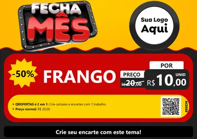 Modelo de Cartaz para Cartaz A4 Horizontal com o tema Fecha Mês para Assados