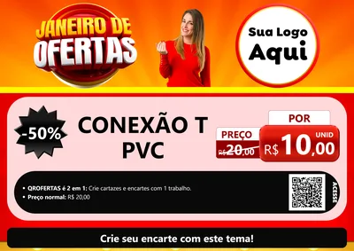 Modelo de Cartaz para Cartaz A4 Horizontal com o tema Janeiro de Ofertas para Tubos e conexões