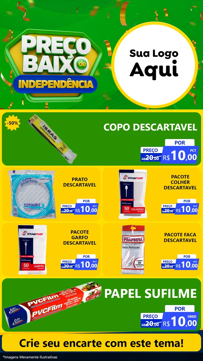 Modelo de TV para TV Vertical com o tema Preço Baixo de Independência para Embalagens
