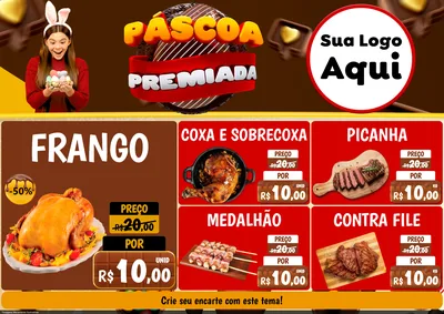 Modelo de Encarte para Encarte A4 Horizontal com o tema Páscoa Premiada para Assados