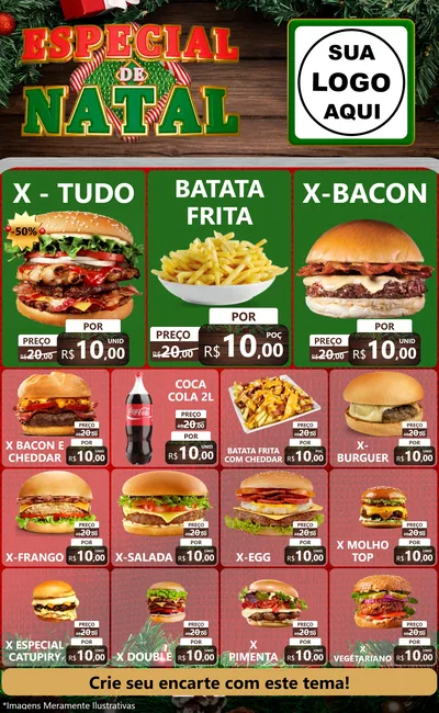 Modelo de Encarte para Encarte Grande com o tema Especial de Natal para Hamburgueria