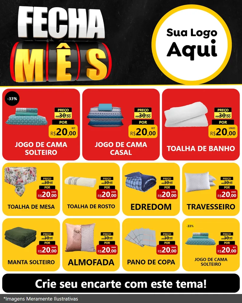 Modelo de Rede Social para Feed Instagram com o tema Fecha Mês para Cama, Mesa e Banho
