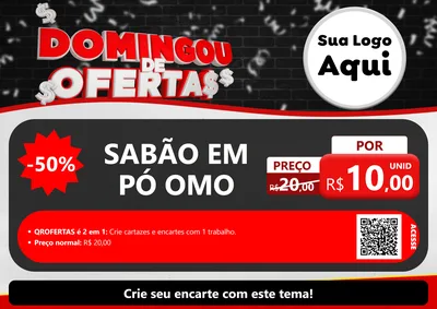 Modelo de Cartaz para Cartaz A4 Horizontal com o tema Domingou de Ofertas para Produtos de Limpeza