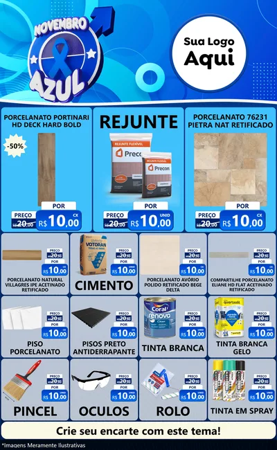 Modelo de Encarte para Encarte Grande com o tema Novembro Azul para Pisos e revestimentos