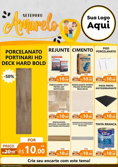 Modelo de Encarte para Encarte A4 Vertical com o tema Setembro Amarelo para Pisos e revestimentos