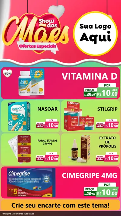 Modelo de TV para TV Vertical com o tema Show das Mães - Ofertas Especiais para Farmácia