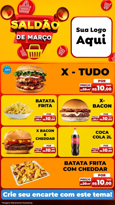 Modelo de TV para TV Vertical com o tema Saldão de Março para Hamburgueria