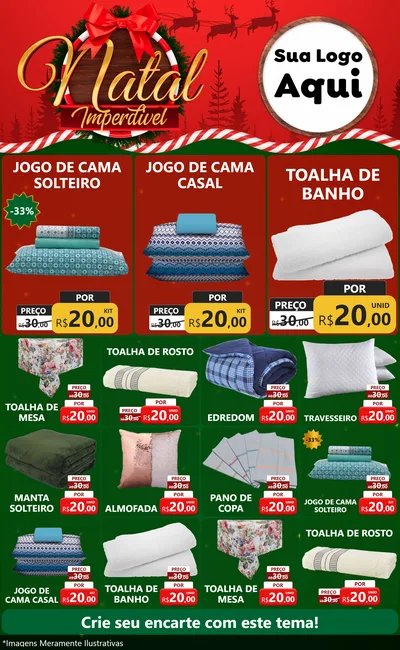 Modelo de Encarte para Encarte Grande com o tema Natal Imperdível para Cama, Mesa e Banho