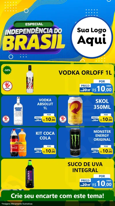 Modelo de TV para TV Vertical com o tema Especial Independência do Brasil para Distribuidora de bebidas