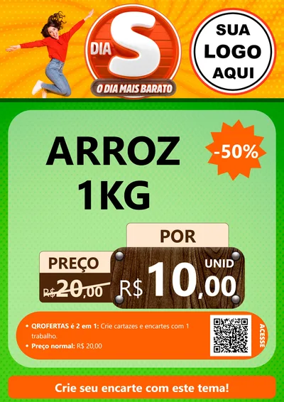Modelo de Cartaz para Cartaz A4 Vertical com o tema Dia S - O Dia Mais Barato para Supermercado