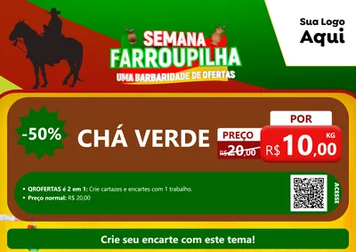 Modelo de Cartaz para Cartaz A4 Horizontal com o tema Semana Farroupilha - Uma Barbaridade de Ofertas para Produtos Naturais