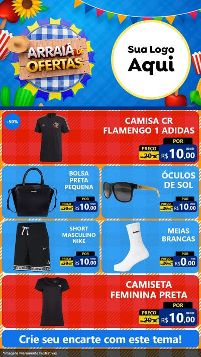 Modelo de TV para TV Vertical com o tema Arraiá de Ofertas para Roupas e acessórios