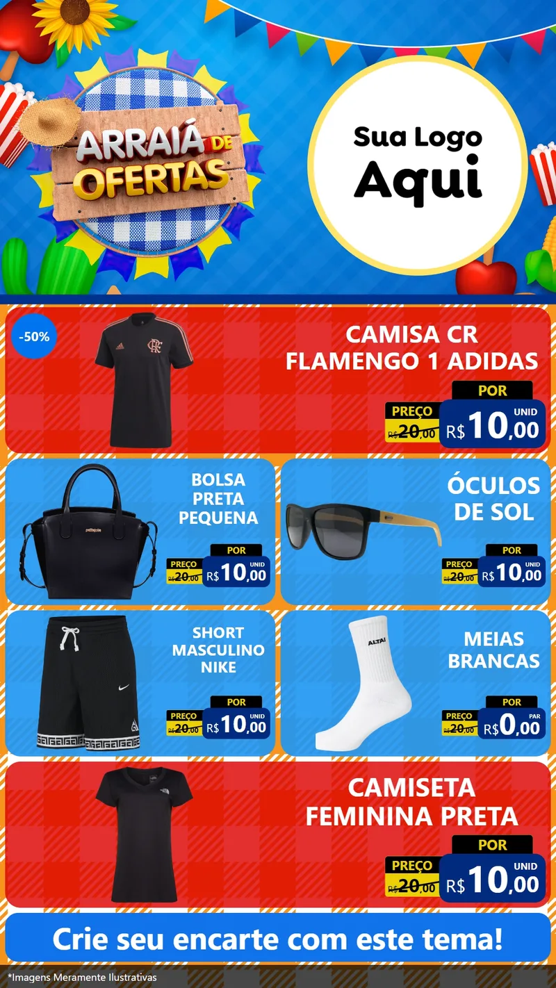 Modelo de TV para TV Vertical com o tema Arraiá de Ofertas para Roupas e acessórios