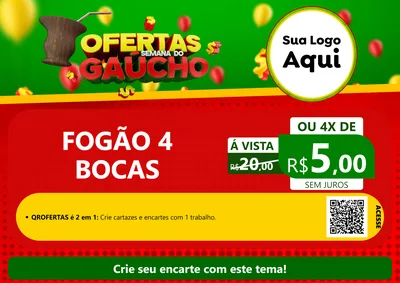 Modelo de Cartaz para Cartaz A4 Horizontal com o tema Ofertas Semana Do Gaúcho para Móveis e Eletro