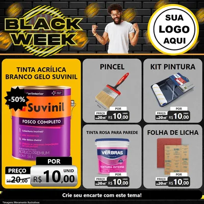 Modelo de Rede Social para Feed Facebook com o tema Black Week para Tintas e Ferramentas