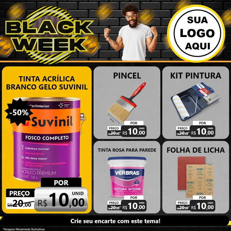 Modelo de Rede Social para Feed Facebook com o tema Black Week para Tintas e Ferramentas