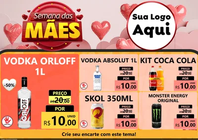 Modelo de Encarte para Encarte A4 Horizontal com o tema Semana das Mães para Distribuidora de bebidas