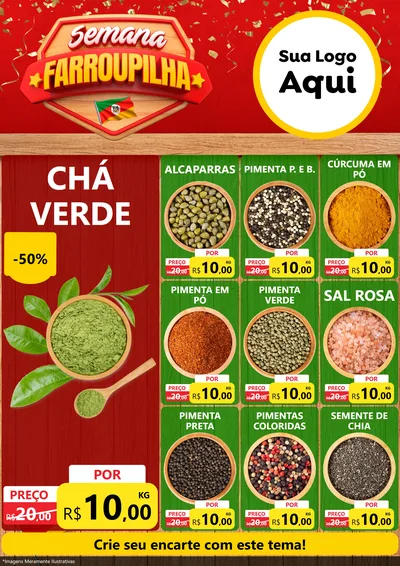 Modelo de Encarte para Encarte A4 Vertical com o tema Semana Farroupilha para Produtos Naturais