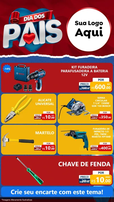 Modelo de TV para TV Vertical com o tema Dia dos Pais para Maquinas e Ferramentas