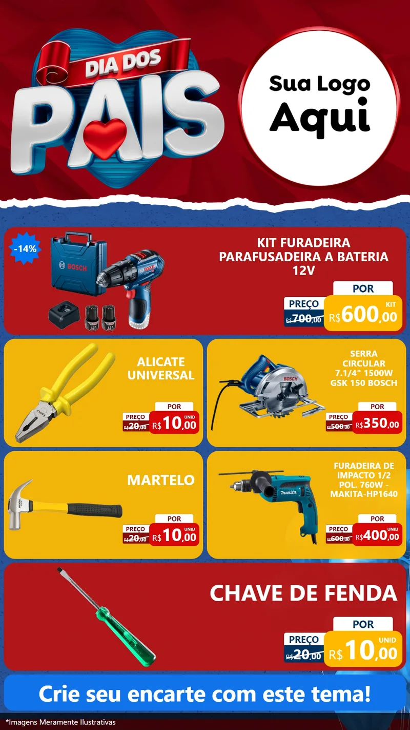 Modelo de TV para TV Vertical com o tema Dia dos Pais para Maquinas e Ferramentas