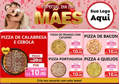 Modelo de Encarte para Encarte A4 Horizontal com o tema Especial Dia Das Mães para Pizzaria