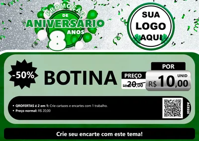 Modelo de Cartaz para Cartaz A4 Horizontal com o tema Promoção de Aniversário - 8 Anos para Agropecuária