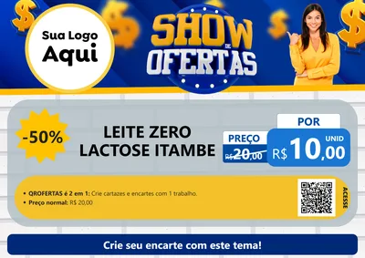 Modelo de Cartaz para Cartaz A4 Horizontal com o tema Show de Ofertas para Frios e Laticínios