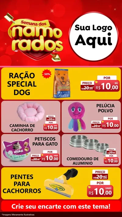 Modelo de TV para TV Vertical com o tema Semana dos namorados para Pet Shop