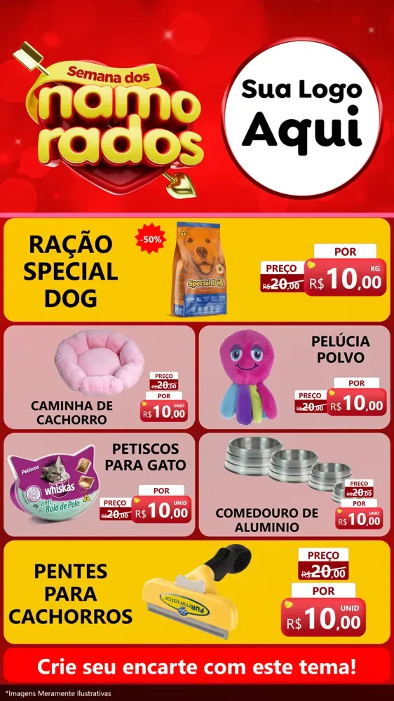 Modelo de TV para TV Vertical com o tema Semana dos namorados para Pet Shop