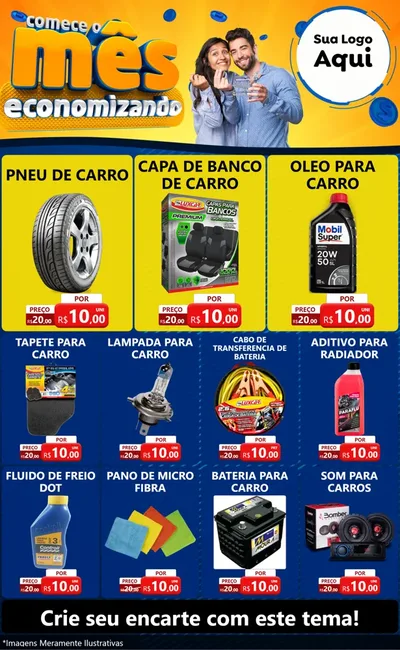 Modelo de Encarte para Encarte Grande com o tema Comece O Mês Economizando para Auto peças