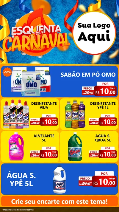 Modelo de TV para TV Vertical com o tema Esquenta de Carnaval para Produtos de Limpeza
