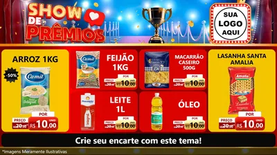 Modelo de TV para TV Horizontal com o tema Show de Prêmios para Supermercado