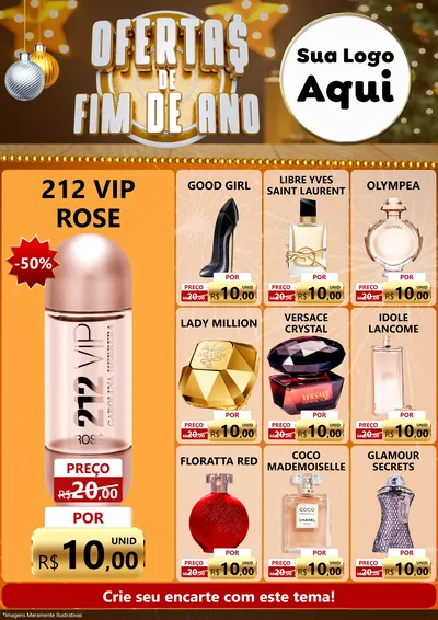 Modelo de Encarte para Encarte A4 Vertical com o tema Ofertas de Fim de Ano para Perfumes