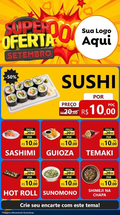 Modelo de Rede Social para Stories com o tema Super Oferta Setembro para Comida japonesa
