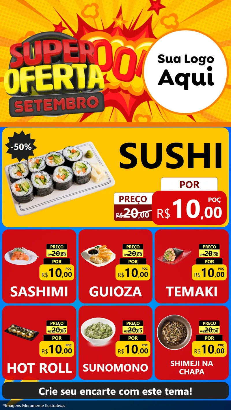 Modelo de Rede Social para Stories com o tema Super Oferta Setembro para Comida japonesa