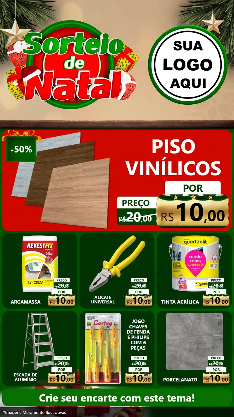 Modelo de Rede Social para Stories com o tema Sorteio de Natal para Material para Construção