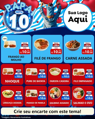 Modelo de Rede Social para Feed Instagram com o tema Papai Nota 10 para Restaurante