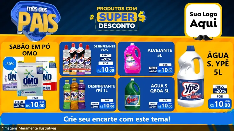 Modelo de TV para TV Horizontal com o tema Mês dos Pais para Produtos de Limpeza