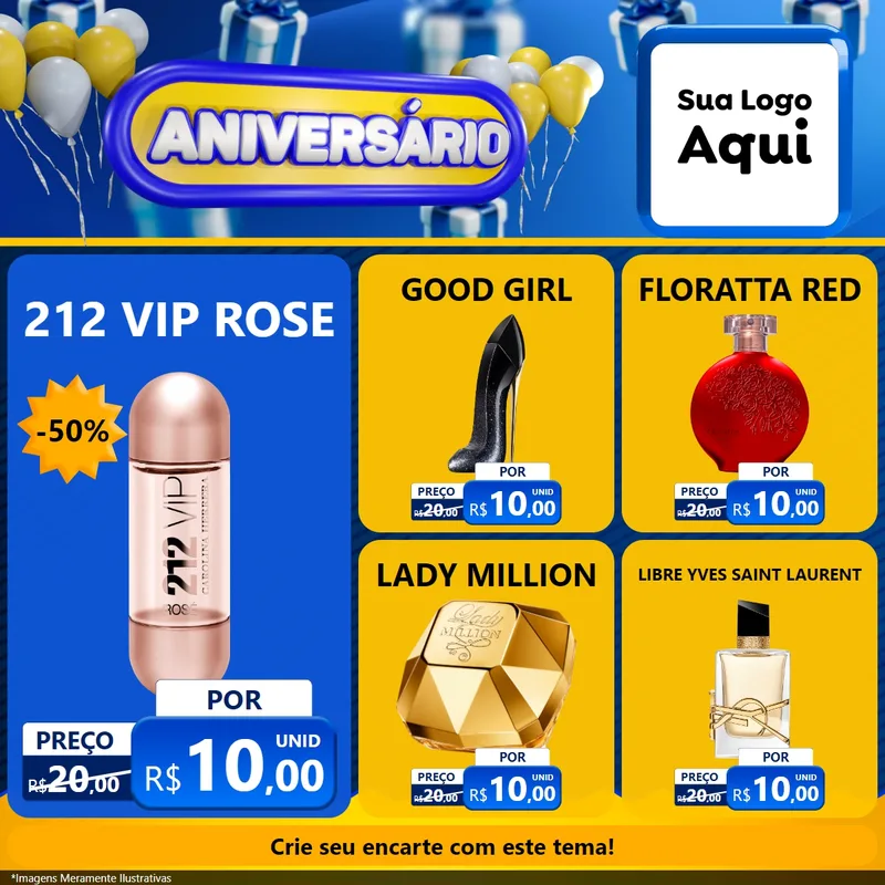 Modelo de Rede Social para Feed Facebook com o tema Aniversário para Perfumes