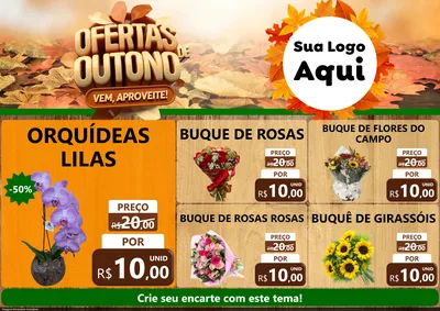 Modelo de Encarte para Encarte A4 Horizontal com o tema Ofertas de Outono - Vem, Aproveite! para Floricultura e jardim