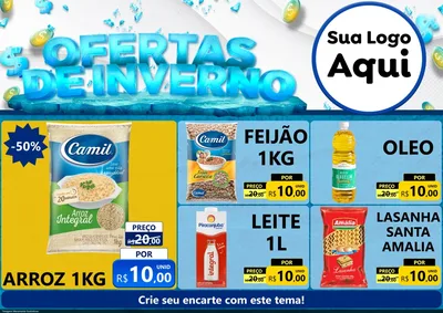 Modelo de Encarte para Encarte A4 Horizontal com o tema Ofertas de Inverno para Supermercado