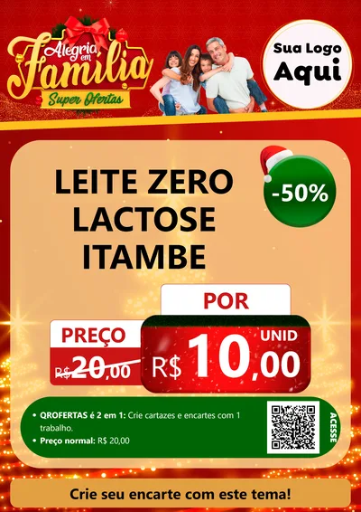 Modelo de Cartaz para Cartaz A4 Vertical com o tema Alegria em Família Super Ofertas - Natal para Frios e Laticínios