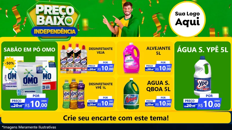 Modelo de TV para TV Horizontal com o tema Preço Baixo de Independência para Produtos de Limpeza