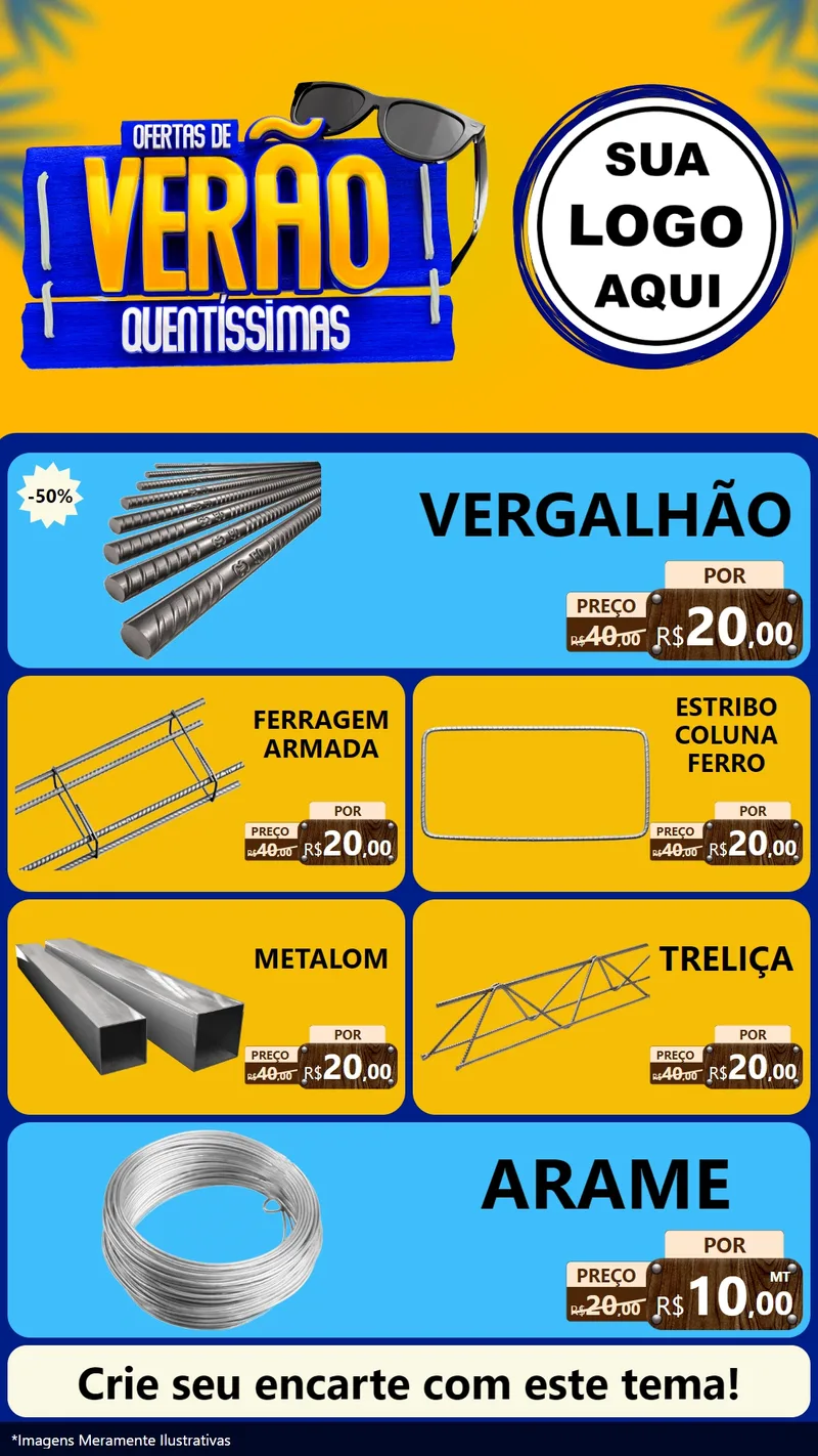 Modelo de TV para TV Vertical com o tema Ofertas de Verão Quentíssimas para Ferragens