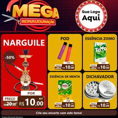 Modelo de Rede Social para Feed Facebook com o tema Mega Reinauguração para Tabacaria