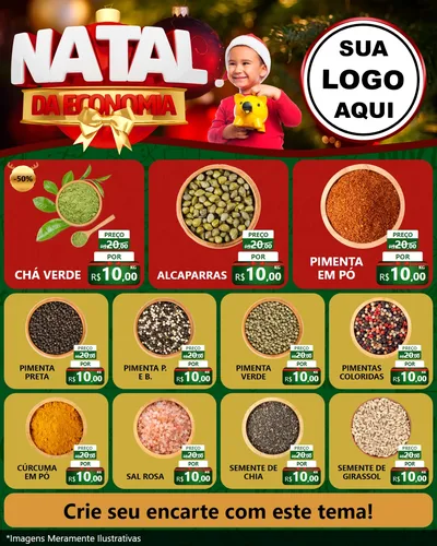 Modelo de Rede Social para Feed Instagram com o tema Natal da Economia para Produtos Naturais