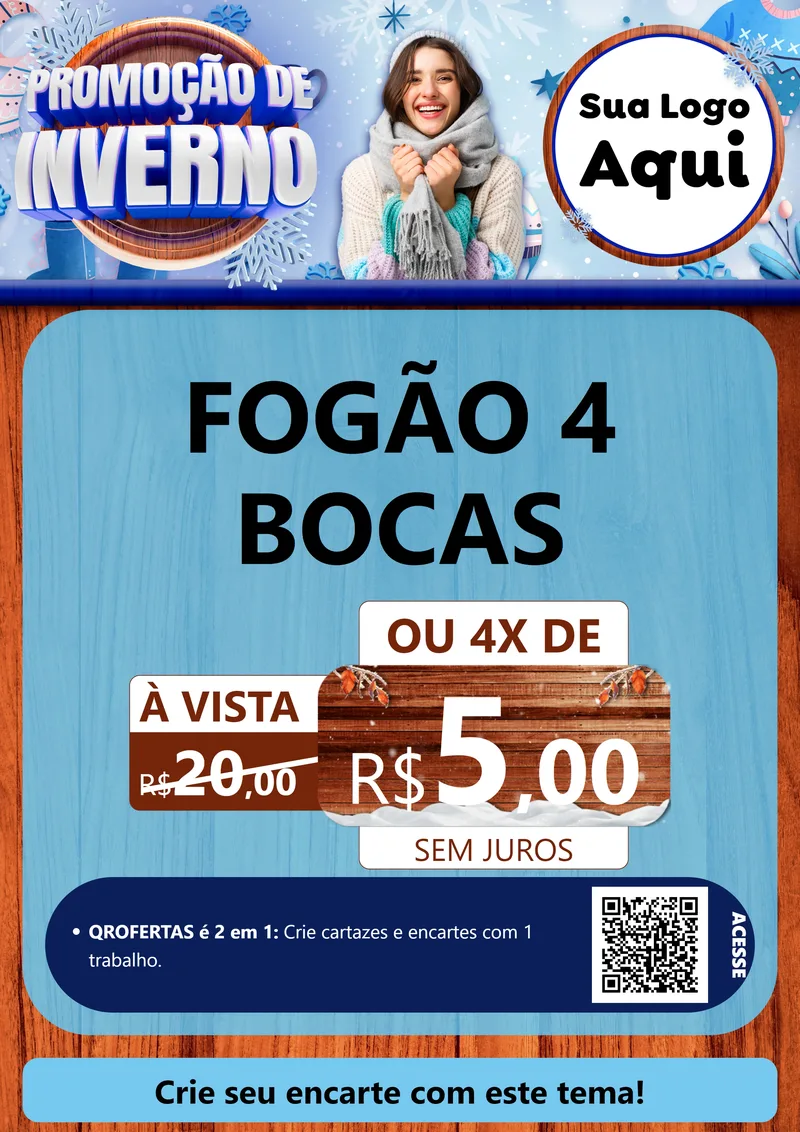 Modelo de Cartaz para Cartaz A4 Vertical com o tema Promoção de Inverno para Móveis e Eletro